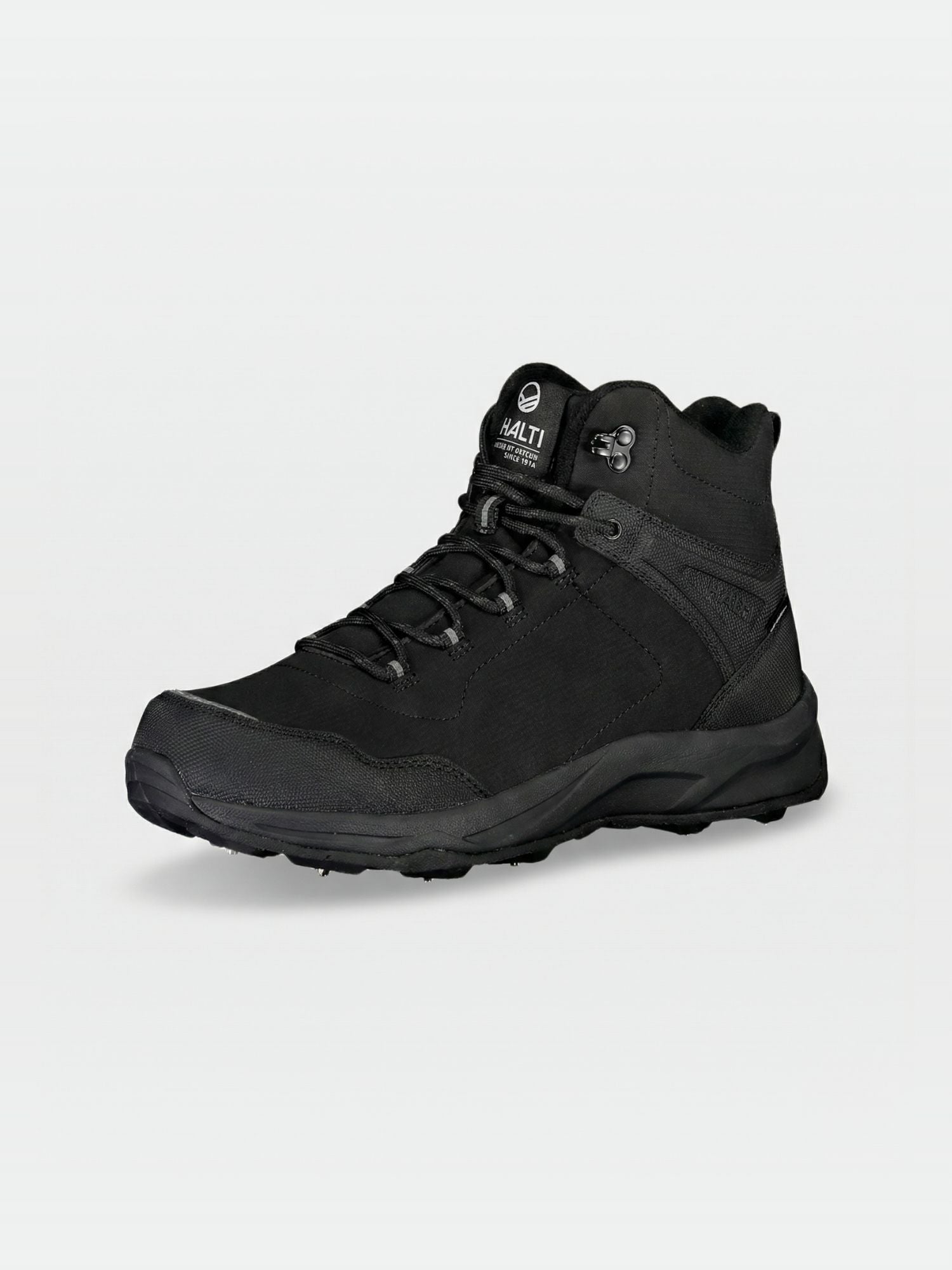 Halti Lynx Mid 2 DX Spikeschuhe Herren: schwarz, wasserdichter Winterstiefel mit GripmaxX Spike-Sohle und Schnürung.