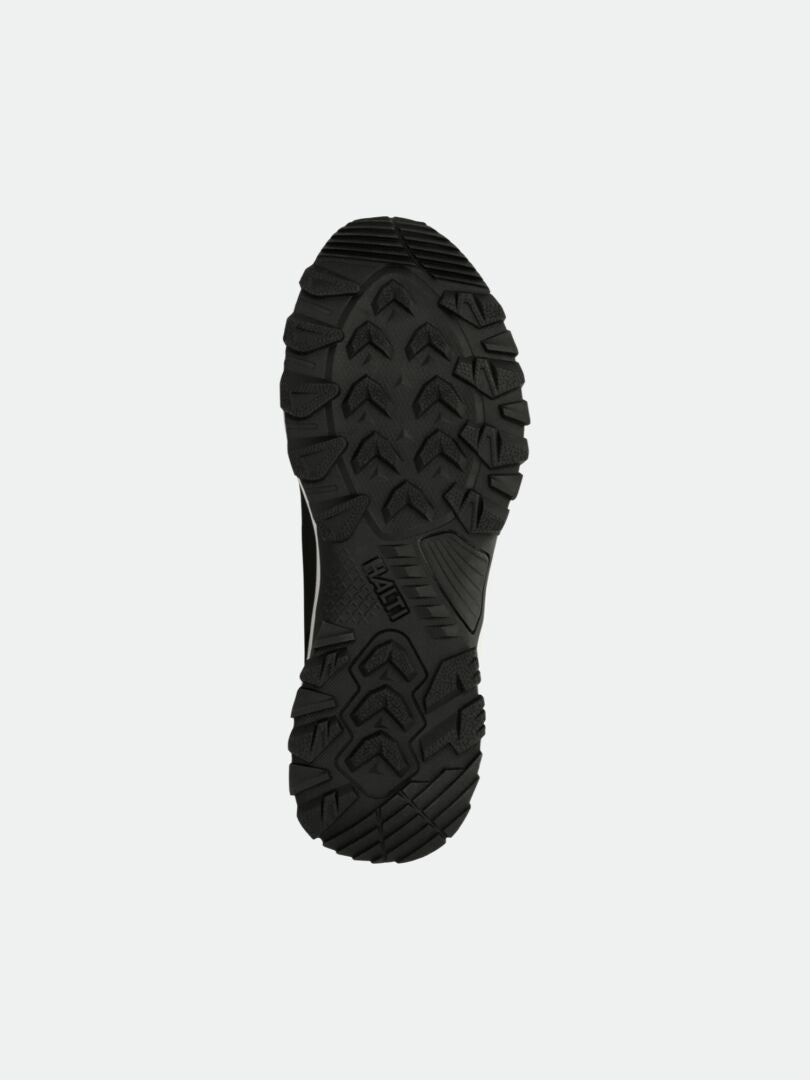 Schwarze Sohle mit tiefem Profil für Traktion, ideal für Halti Tornio 2 DX Winterschuhe mit wasserdichter DrymaxX Membran.