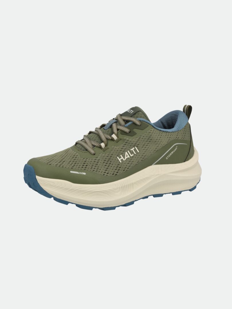 Der Halti Rapid 2 Sneaker Herren ist grün/beige mit blauen Akzenten und trägt das