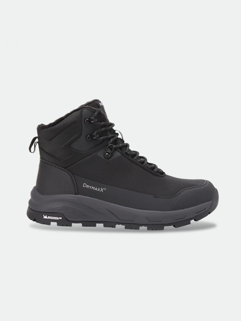 Tunturi Mid DX IC Winterschuhe – wasserabweisender, schwarzer Unisex-Stiefel in mittlerer Höhe mit Fleecekragen und Michelin Ice Grip-Sohle.