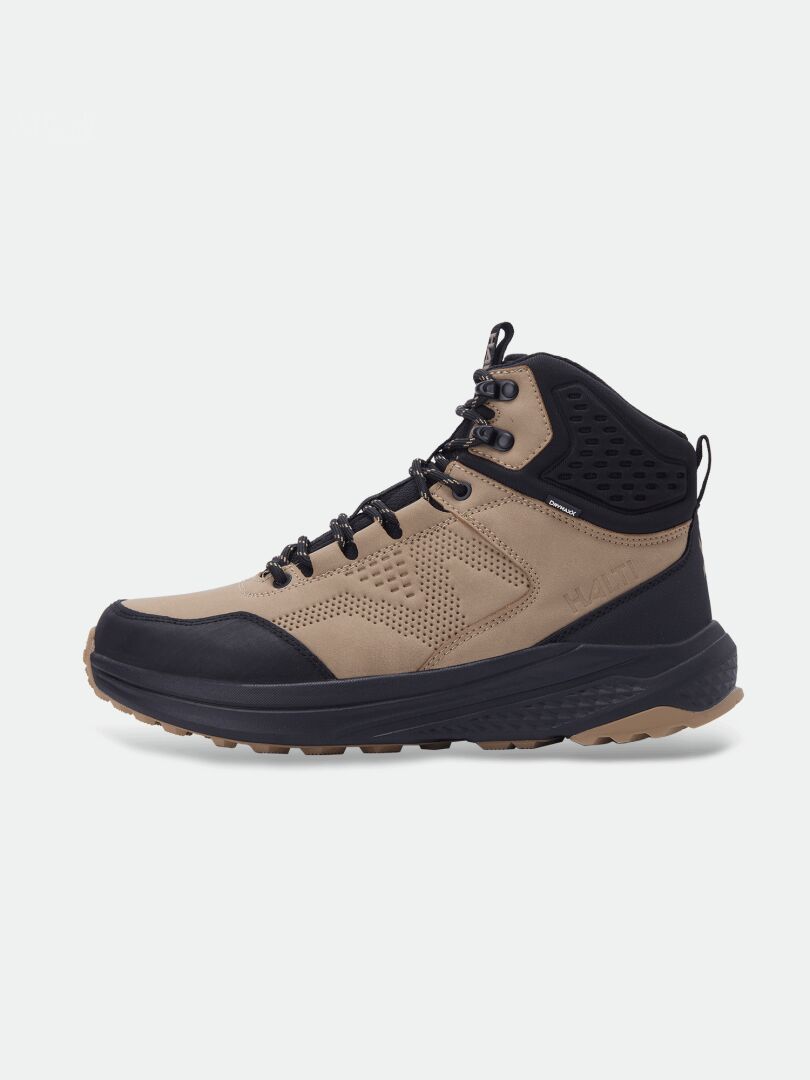 Halti Asento Mid DX Outdoor-Schuhe für Herren: Hellbraun/Schwarz, wasserdichte Membran, hoher Schaft, profilierte Gummisohle.