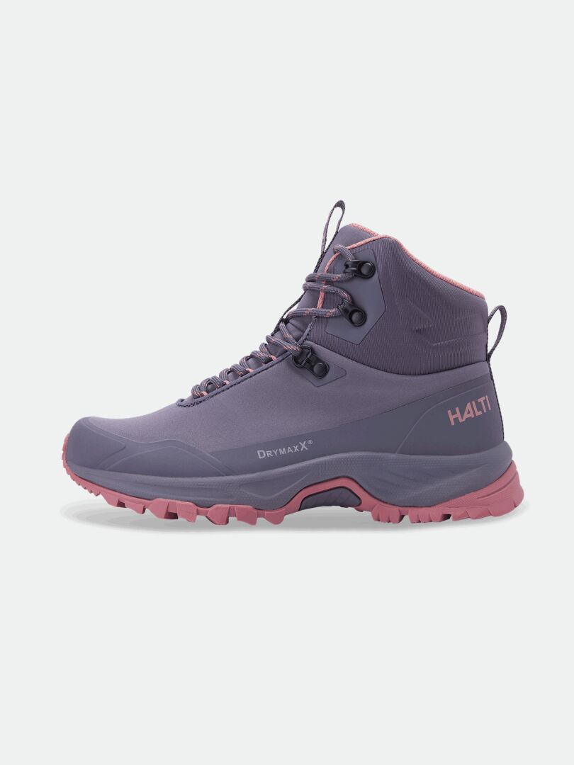 Halti Fara 4 DX Mid: wasserdichter Outdoor-Schuh für Damen in Lila-Pink, hoher Schaft, Schnürung.