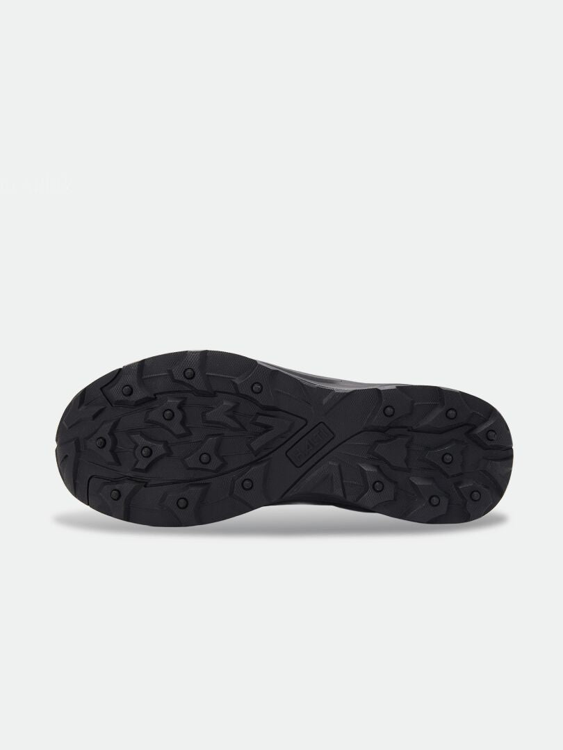 Schwarze, profilierte Gummi-Außensohle der Lynx Mid DX Freelock Spikeschuhe für Damen.