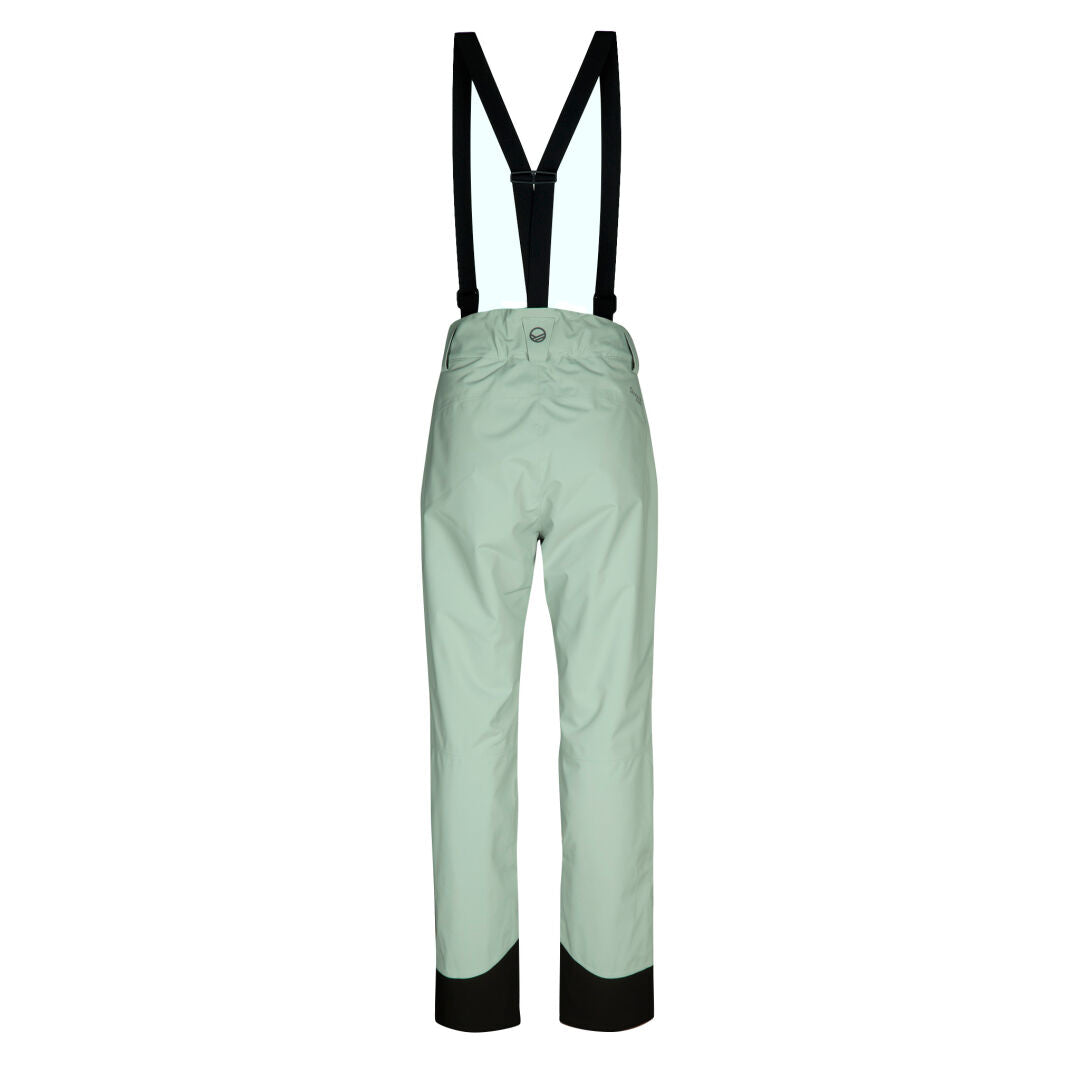 Halti Carvey DrymaxX Skihose Damen, hellgrau, wasserdicht, atmungsaktiv, mit schwarzen Trägern und verstärkten Bündchen.