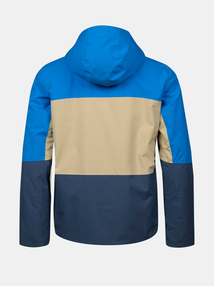 Die Halti Melvik DX Skijacke Herren, von hinten gesehen, ist in den Farben Blau, Beige und Marine gehalten.