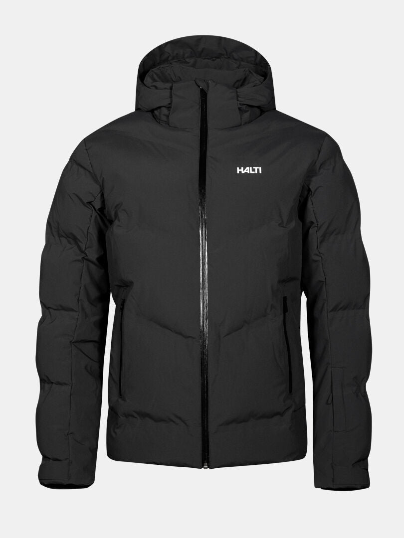 Halti Nordic Arcty II Herren Skijacke: schwarz, wasserdicht, Kapuze, Frontreißverschluss, Halti-Logo auf der Brust.