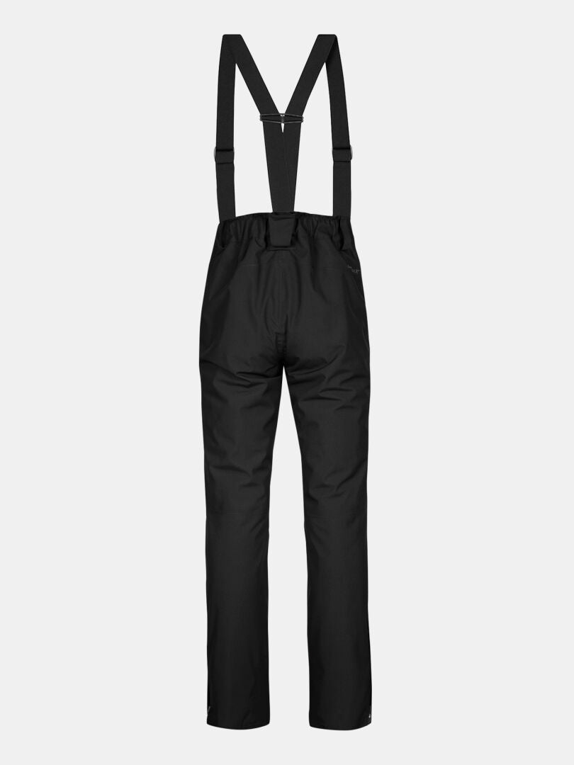 Halti Glades II DX Damen Skihose in Schwarz mit verstellbaren Hosenträgern, Rückansicht auf weißem Hintergrund.