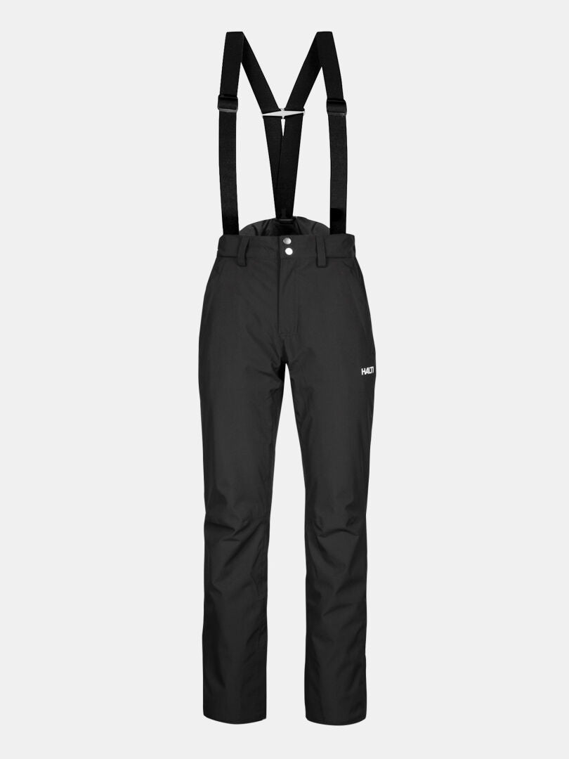 Halti Glades II DX Skihose Damen: wasserdicht, Hosenträger verstellbar, zwei Frontknöpfe, Logo am Oberschenkel.
