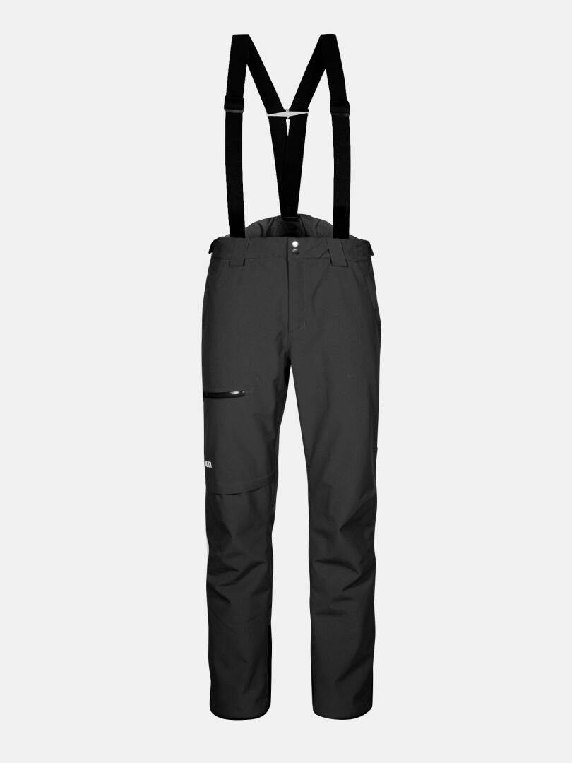 Halti Carvey II DX Herren Skihose mit DrymaxX, verstellbaren Hosenträgern, Reißverschlusstasche und Knopfverschluss auf einfarbigem Grund.