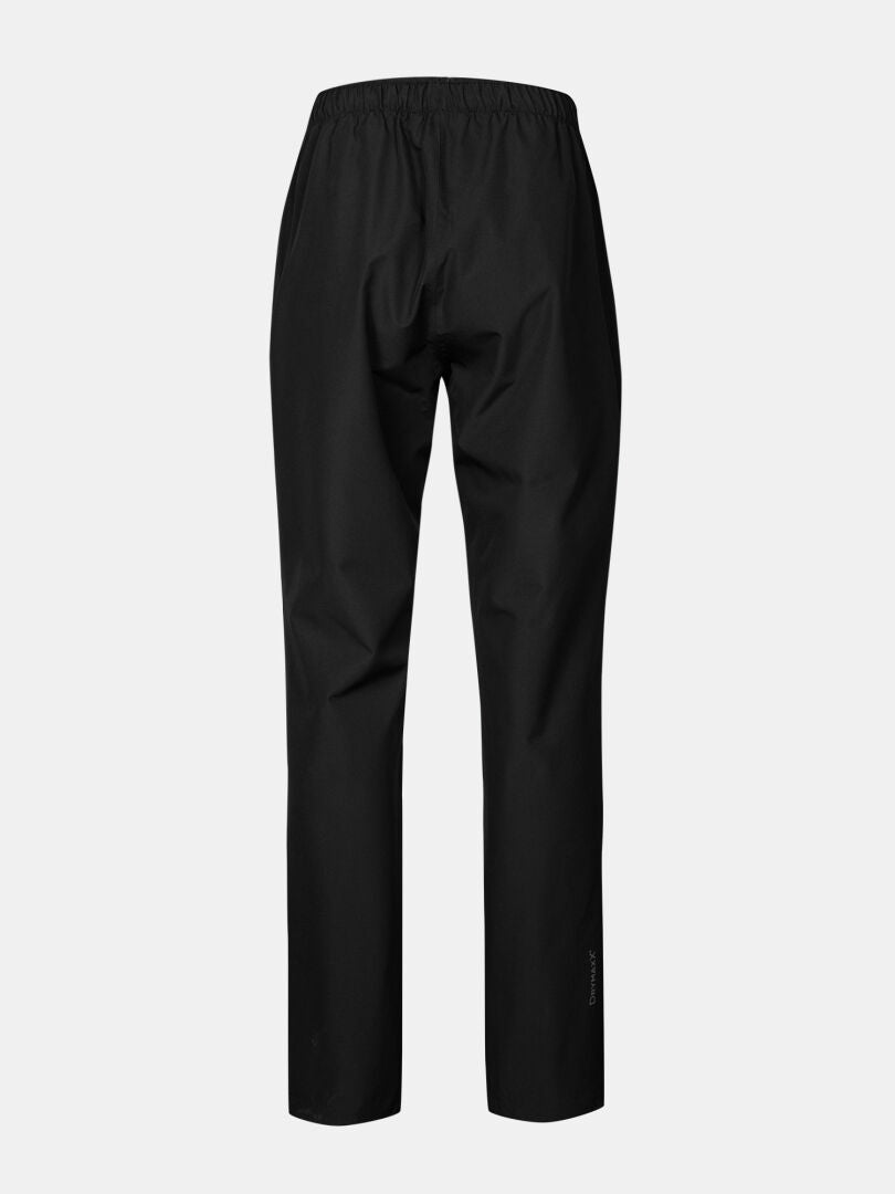 Halti Forter DX Regenhose Damen in schwarz mit elastischem Bund, abgebildet von hinten auf hellgrauem Grund.