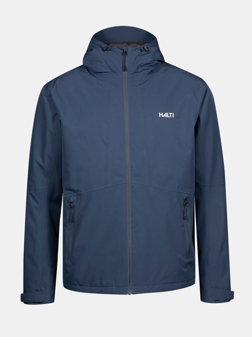 Halti Forter DX Regenjacke für Herren: marineblau, Reißverschluss vorne, Reißverschlusstaschen, Logo – perfekt für Outdoor-Aktivitäten.