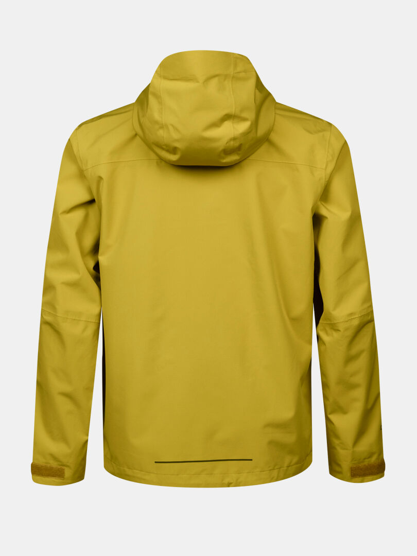 Halti Forter DX Regenjacke Herren in Gelb, wetterfest, mit langen Ärmeln, schlichtes, minimalistisches Design von hinten.