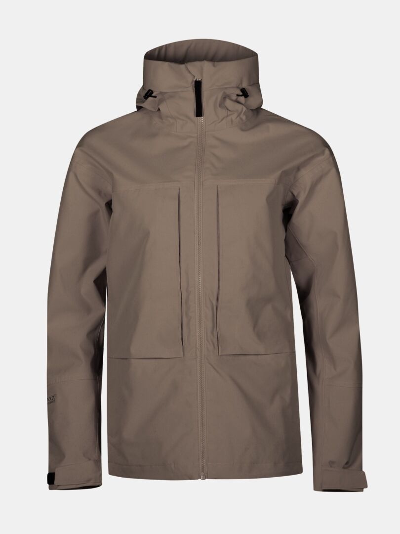 Die Halti Hiker II DX Regenjacke Damen in taupe verfügt über Brusttaschen und DrymaxX® Ultimate-Membran für den Außenbereich.