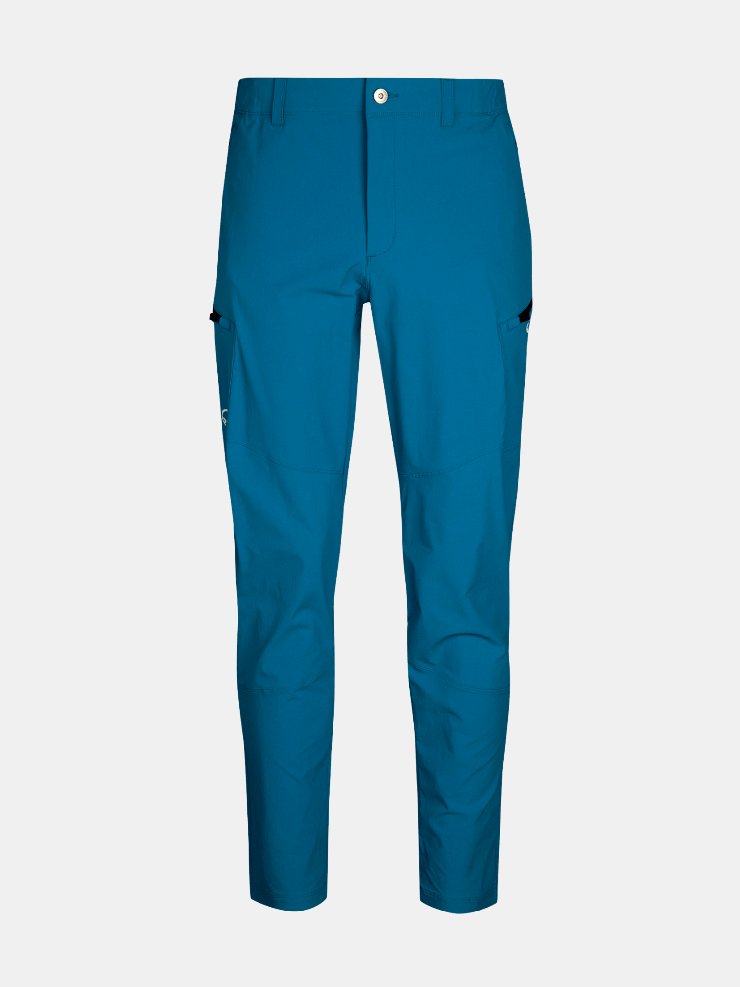 Halti Pallas Evo X-Stretch Hosen Herren: Leichte, blaue Outdoorhose mit Knopfverschluss und Seitentaschen.