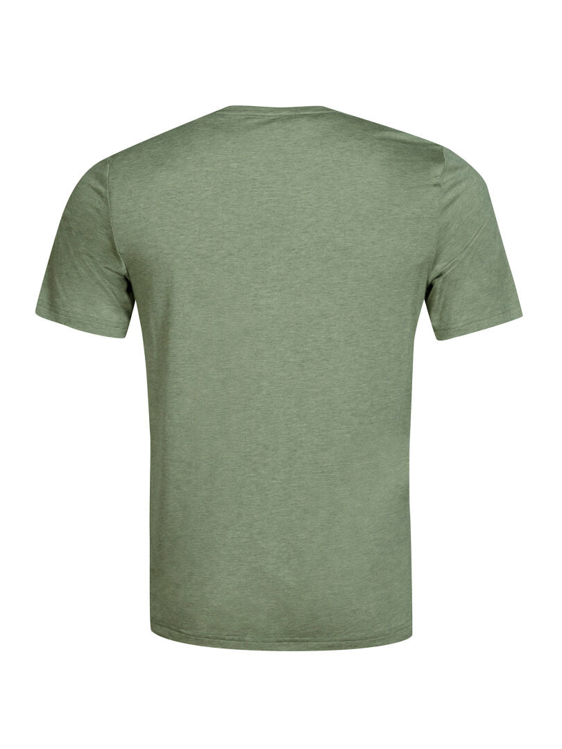 Halti Tuntu II Merinoshirt Herren in Olivgrün, von hinten gezeigt, ideal für Outdoor-Aktivitäten.