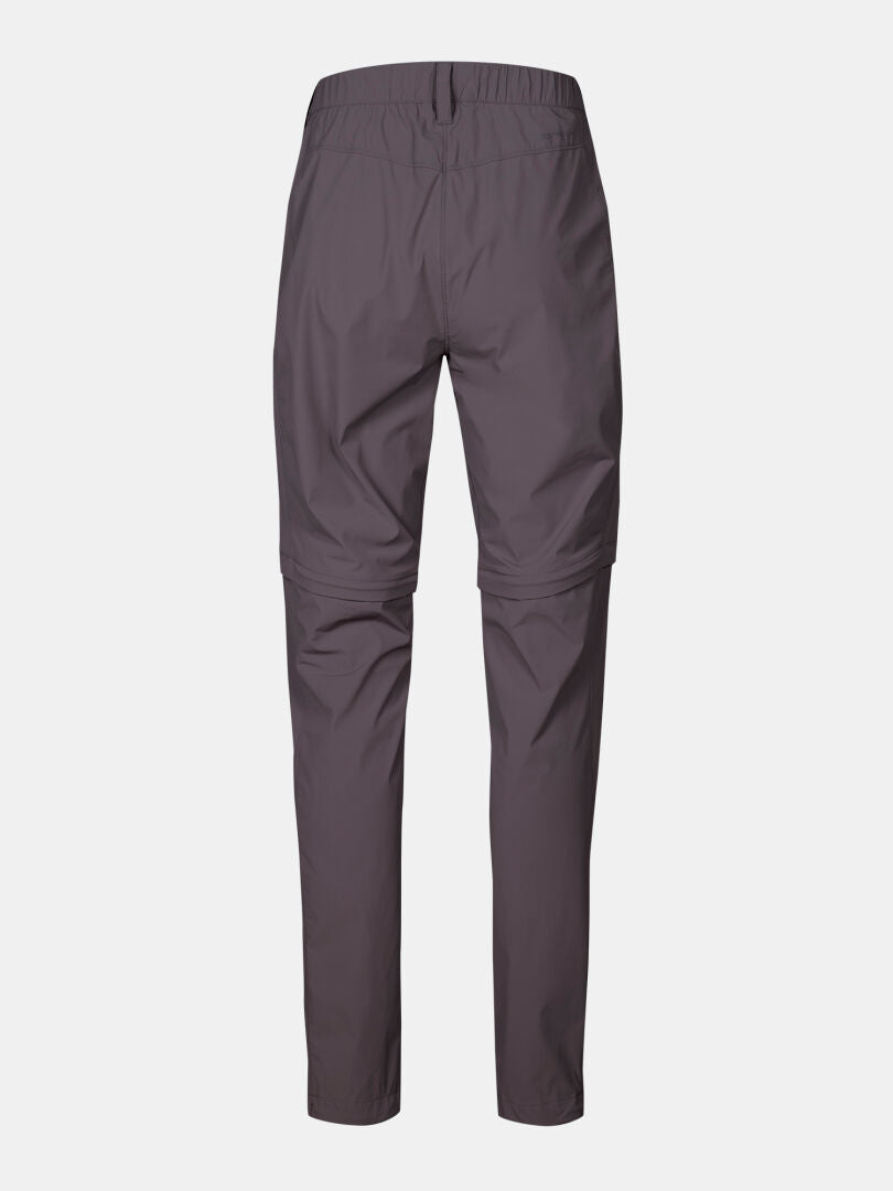 Rückenansicht der Halti Pallas Cool Stretch Zip-off Hosen Damen mit elastischem Bund und abnehmbaren Beinen.