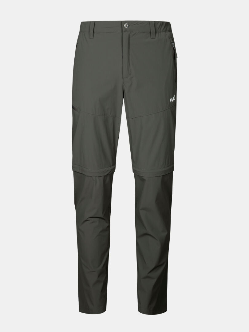 Halti Pallas Cool Stretch Zip-off Hosen Herren: dunkelgrau, Stretch, Knopfleiste, Logo - ideal für Outdoor-Abenteuer.