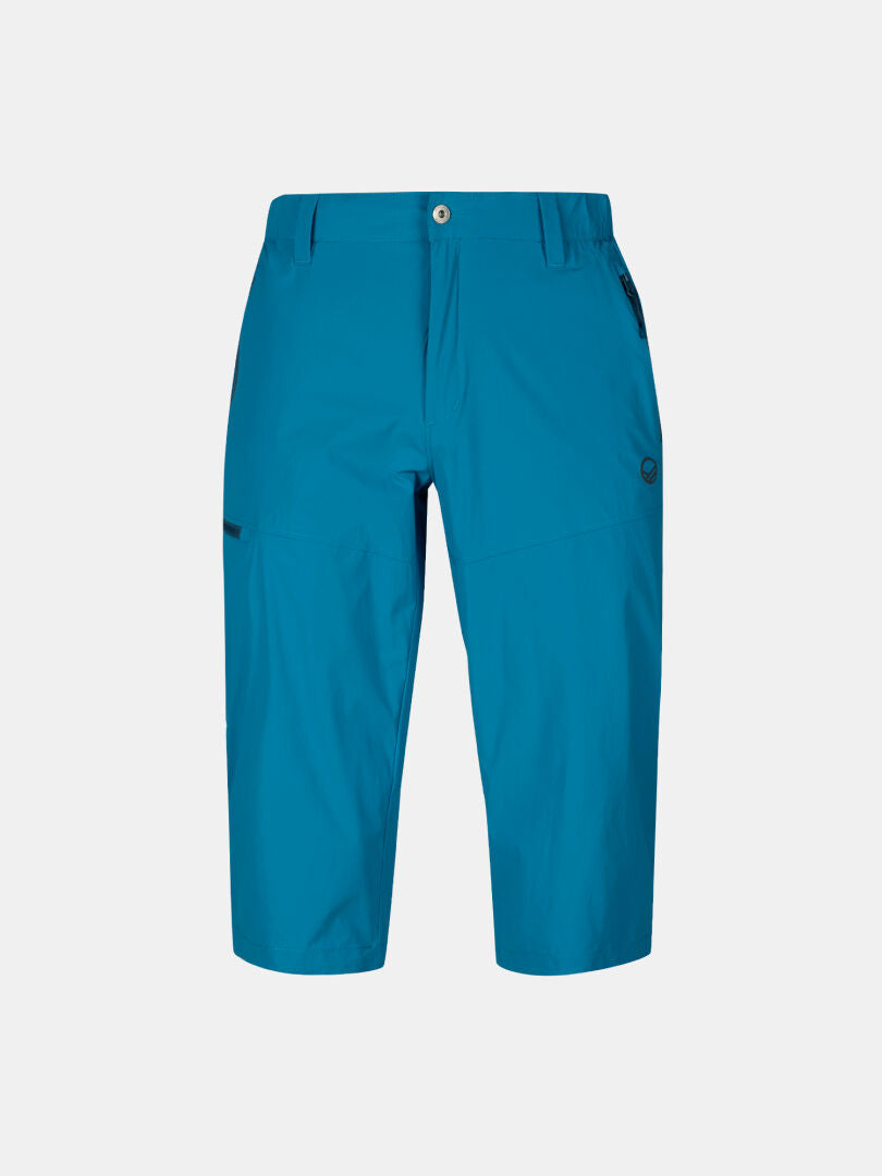 Halti Pallas Cool X-Stretch Caprihose Herren in leuchtendem Blau mit Gürtelschlaufen und Seitentaschen, auf weißem Hintergrund.