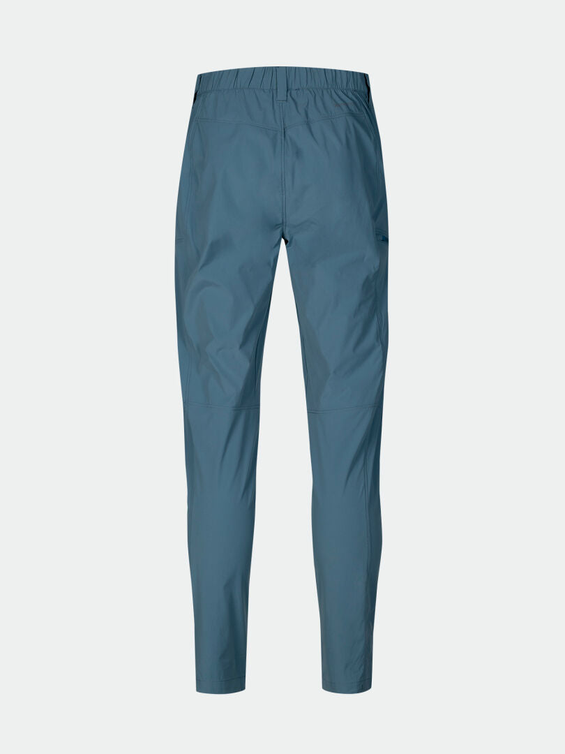 Rückansicht der Halti Pallas Cool X-Stretch Hose Herren in Hellblau mit elastischem Bund, hergestellt aus Dry Quick-Stretchgewebe.