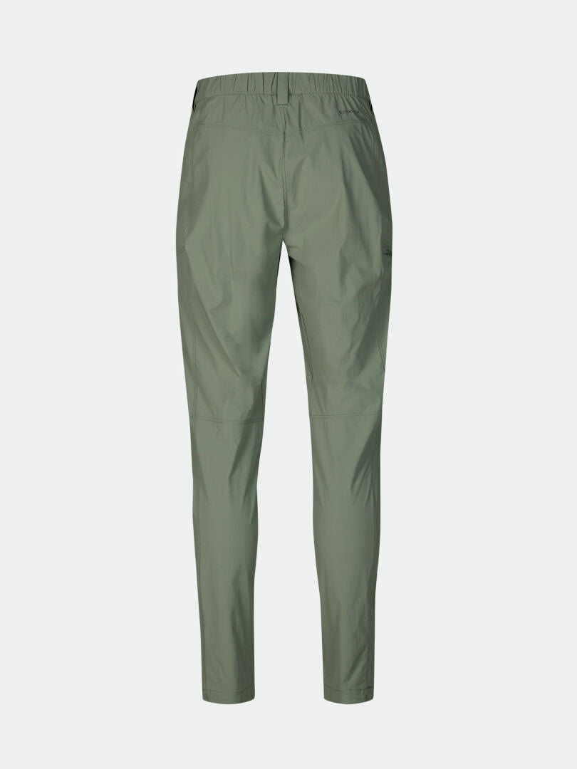 Halti Pallas Cool X-Stretch Hose Herren in Hellgrün, Slim-Fit mit elastischem Bund, von hinten auf Weiß abgebildet.