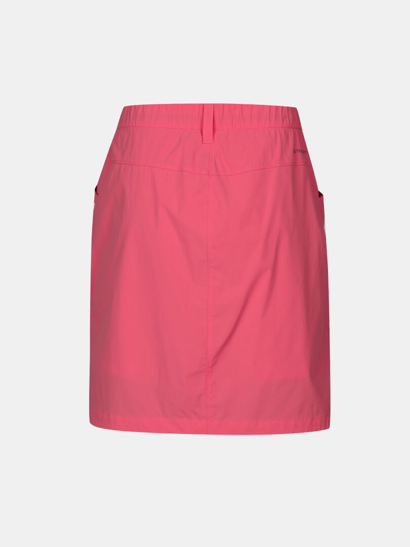 Ein leuchtend rosa Halti Pallas Cool Rock Damen mit geradem Schnitt, elastischem Bund und Seitentaschen auf unifarbenem Grund.