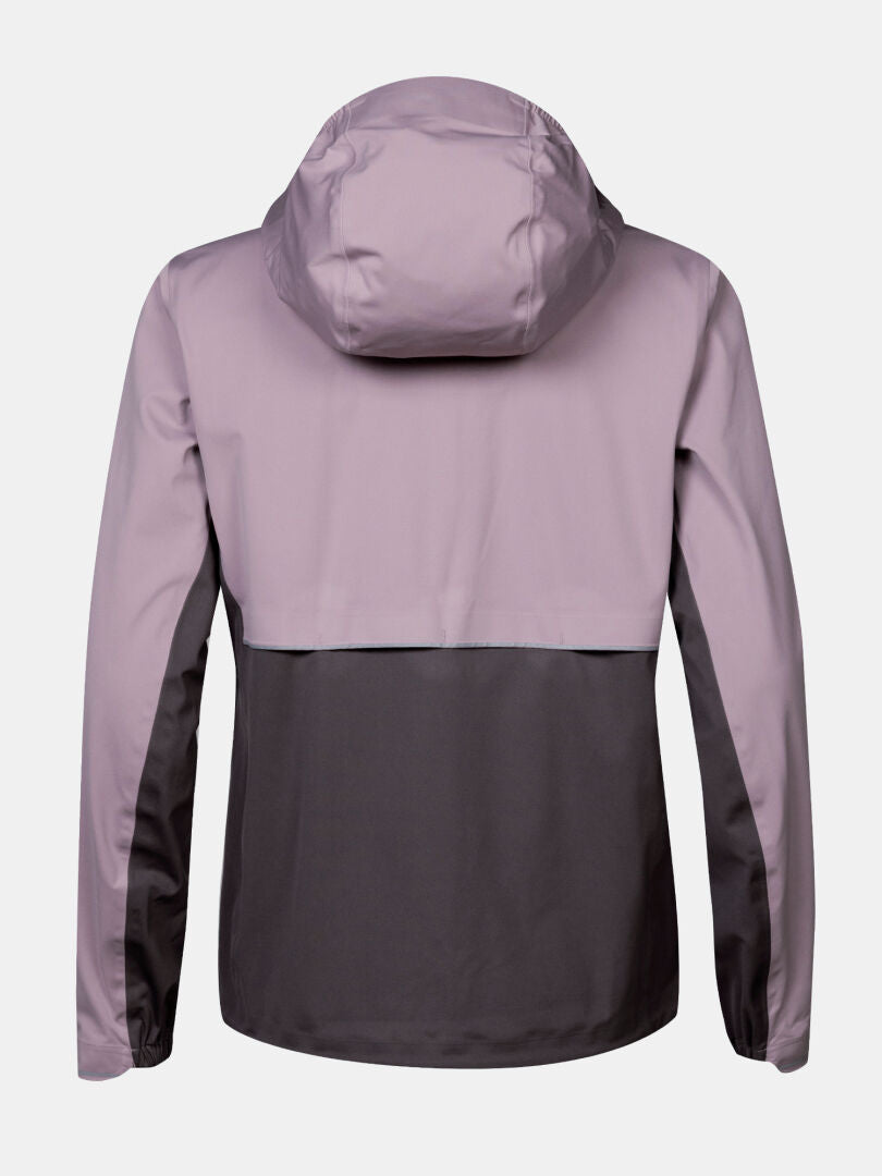 Taival DX 3L Damenjacke von Halti: wind- und regendicht, Colorblock lila/grau, Rückansicht.