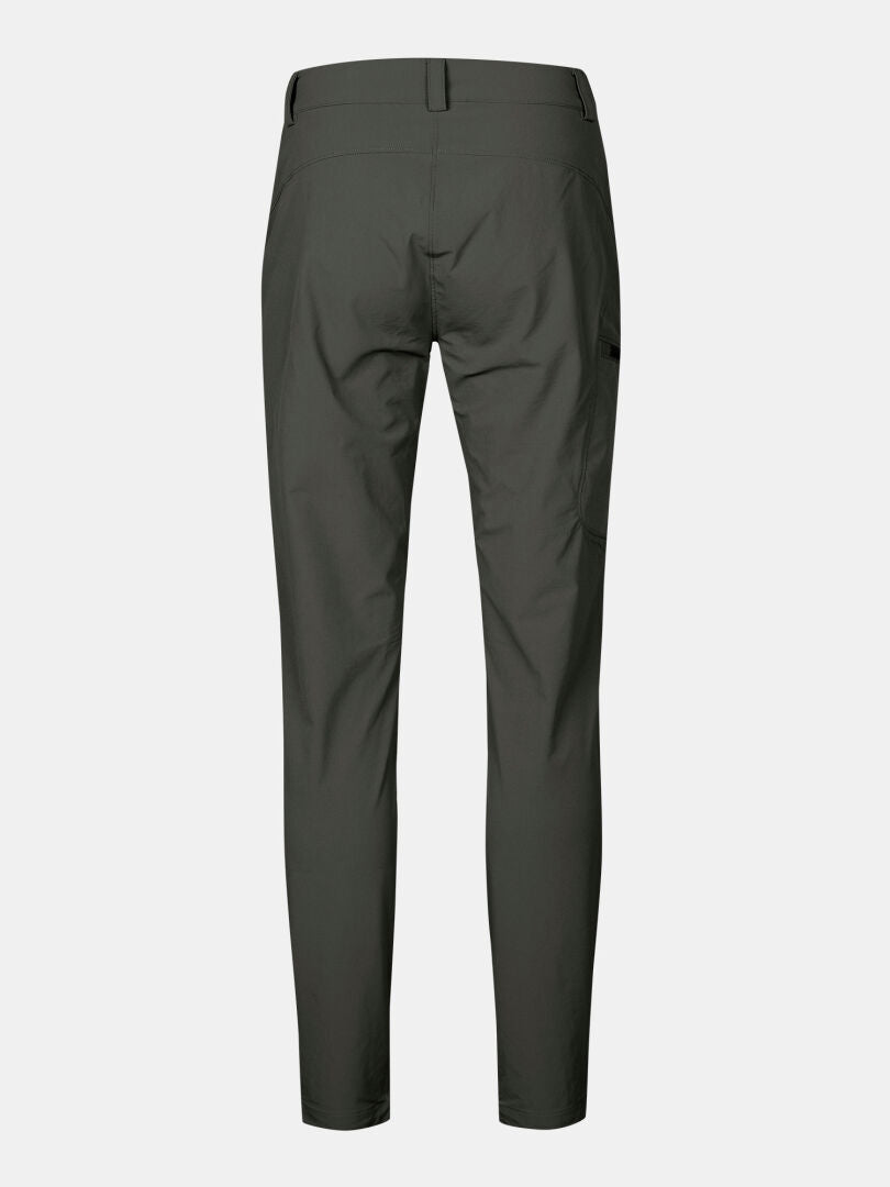 Rückenansicht der Halti Pallas X-stretch Hose Damen Plus mit Gürtelschlaufen, Rückenpasse und X-stretch Active-Material.