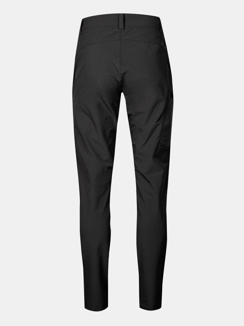 Die Halti Pallas X-stretch Hose Damen Plus: schwarz, Rückenansicht, tailliert, ideale Outdoorhose Übergrößen Damen.