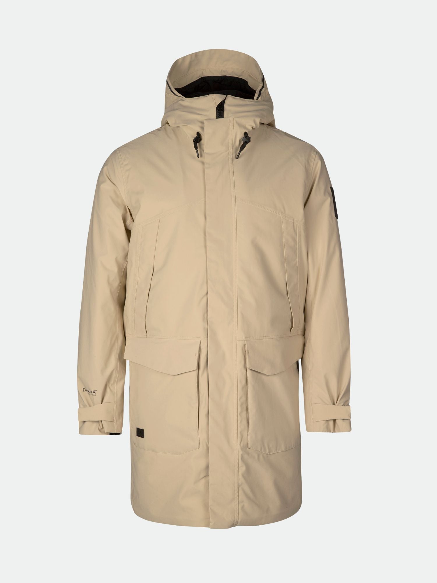 Der Halti Bergga DX Winter Parka Herren in Beige hat Fronttaschen, einen Reißverschluss und verstellbare Ärmelabschlüsse.