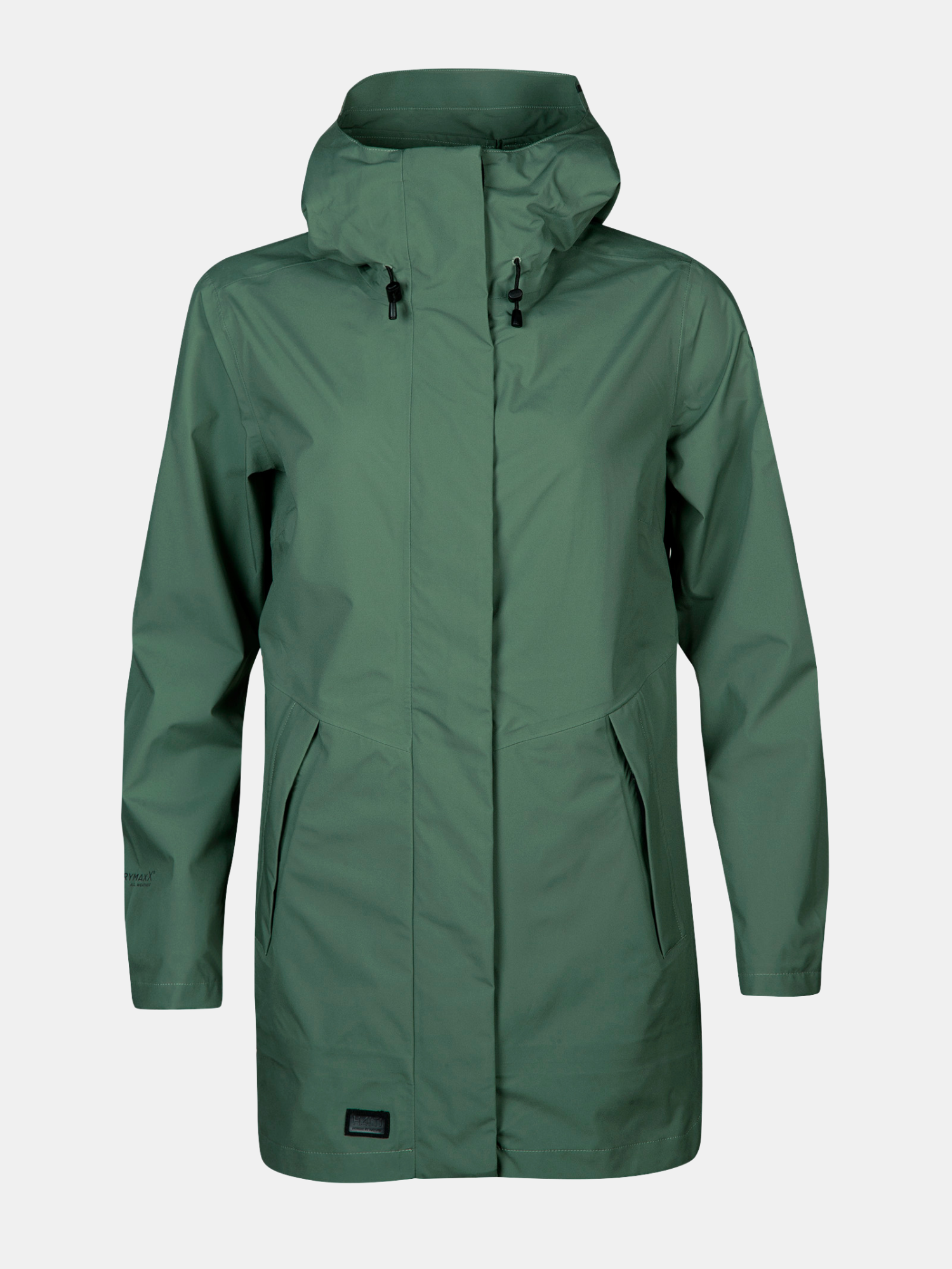 Halti Kurvi DrymaxX 3L Parka Jacke Damen – grün, wasserdicht, mit Kapuze, Frontreißverschluss und zwei Seitentaschen.