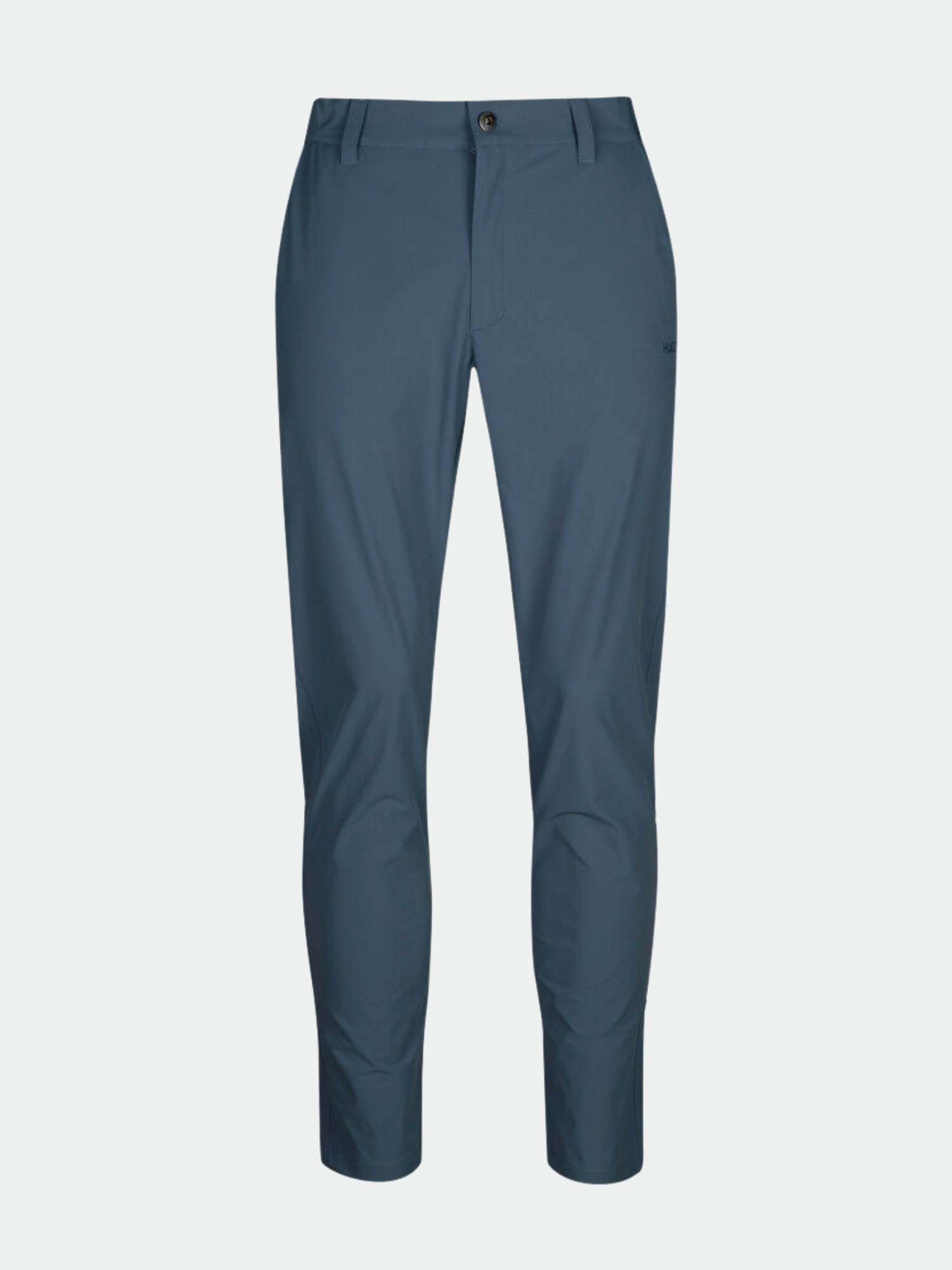 Halti Drive Herren X-Stretch-Chinos in Blau, gerades Bein mit Knopf- und Reißverschluss, abgebildet auf schlichtem weißem Hintergrund.