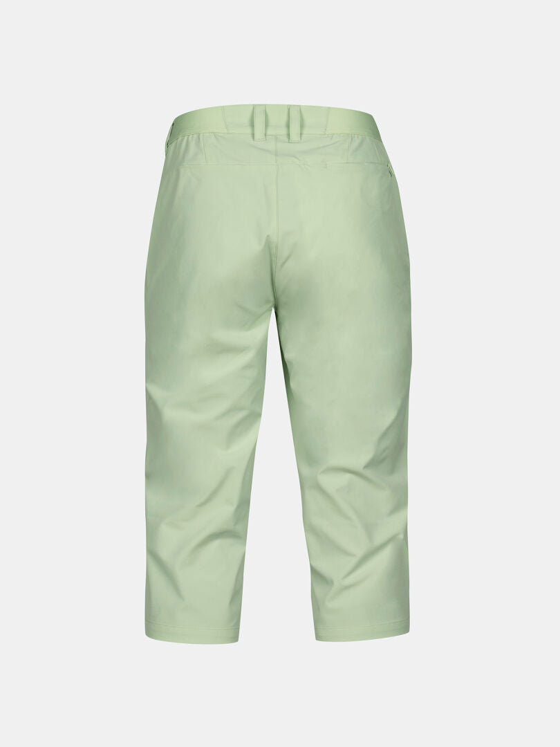 Hellgrüne Halti Drive X-stretch Caprihose Damen mit UPF 50+, abgebildet von hinten auf weißem Grund.