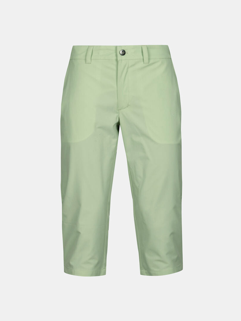 Halti Drive X-stretch Caprihose Damen: hellgrün, Gürtelschlaufen, Knopf-Reißverschluss, gerades Bein, UPF 50+ Schutz.
