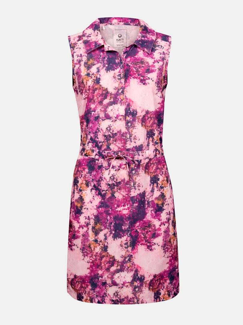 Schnell trocknend: Halti Chipper X-Stretch Kleid Damen, ärmellos mit Kragen und Gürtel – ideal für aktive Frauen.