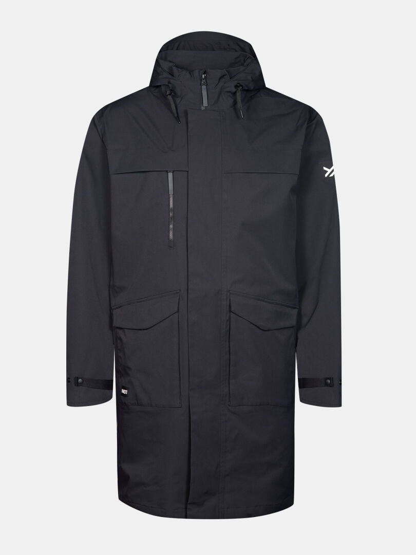 Halti Tokoi II DX Parka Jacke Herren: Schwarzer, wasserdichter Parka aus Recyclingmaterial mit Zipper und Taschen.