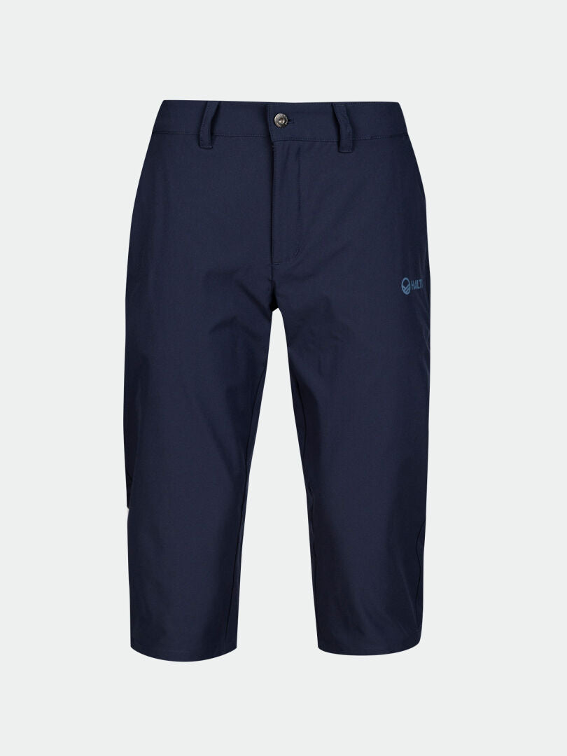 Halti Drive X-Stretch Caprihose Damen Plus: Marineblau, Gürtelschlaufen, Knopfverschluss, Stretchmaterial für Komfort.