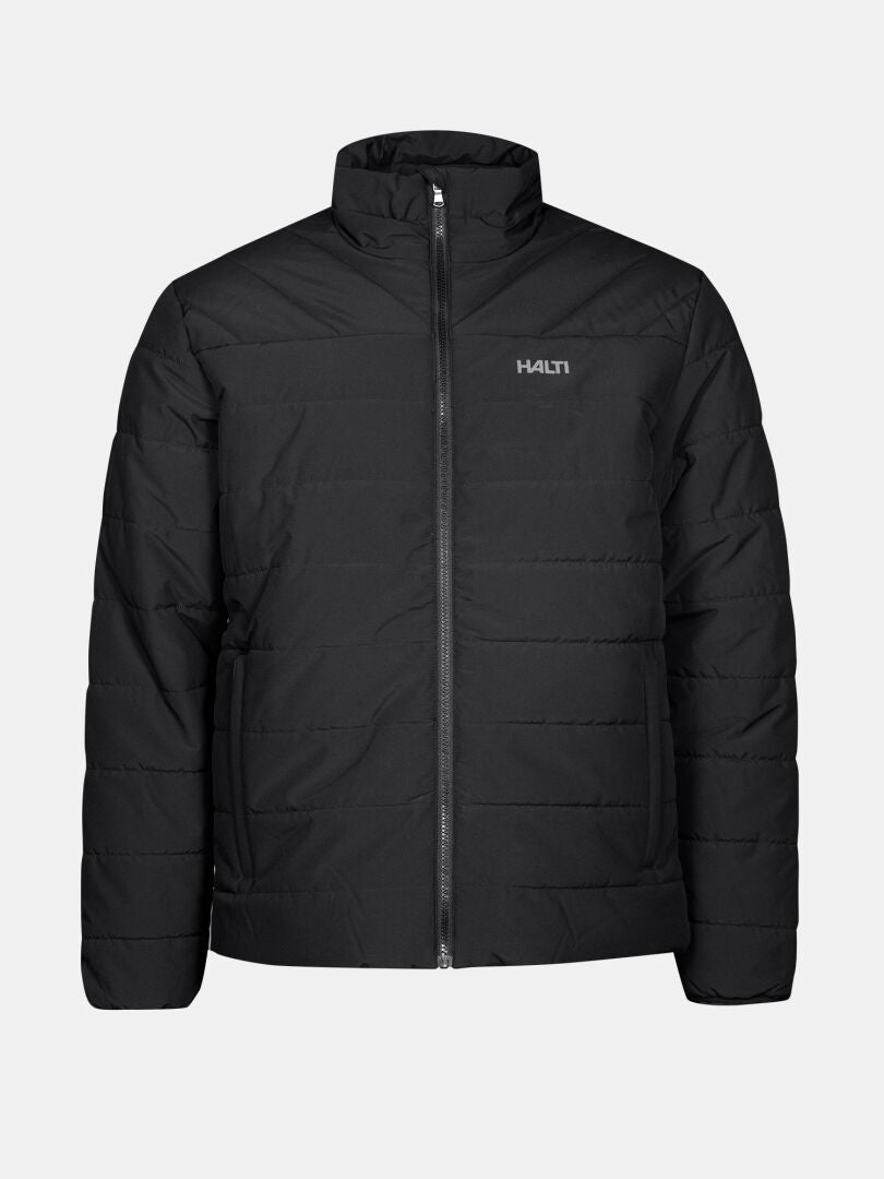 Halti Haapa Steppjacke Herren in Schwarz mit Microtherm-Arcty-Isolierung, Frontreißverschluss und Logo auf der Brust.