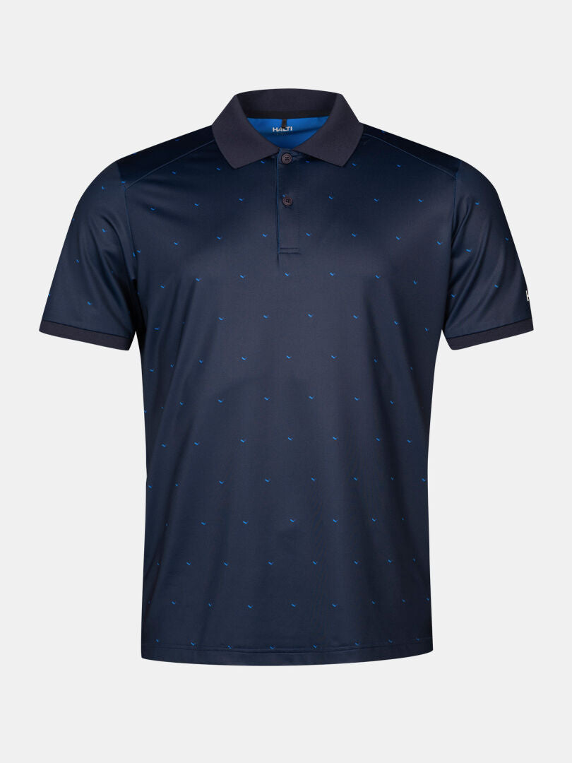 Halti Aridi Technisches Poloshirt Herren in navy mit dezenten blauen Punkten, hergestellt aus atmungsaktivem Tech Jersey.