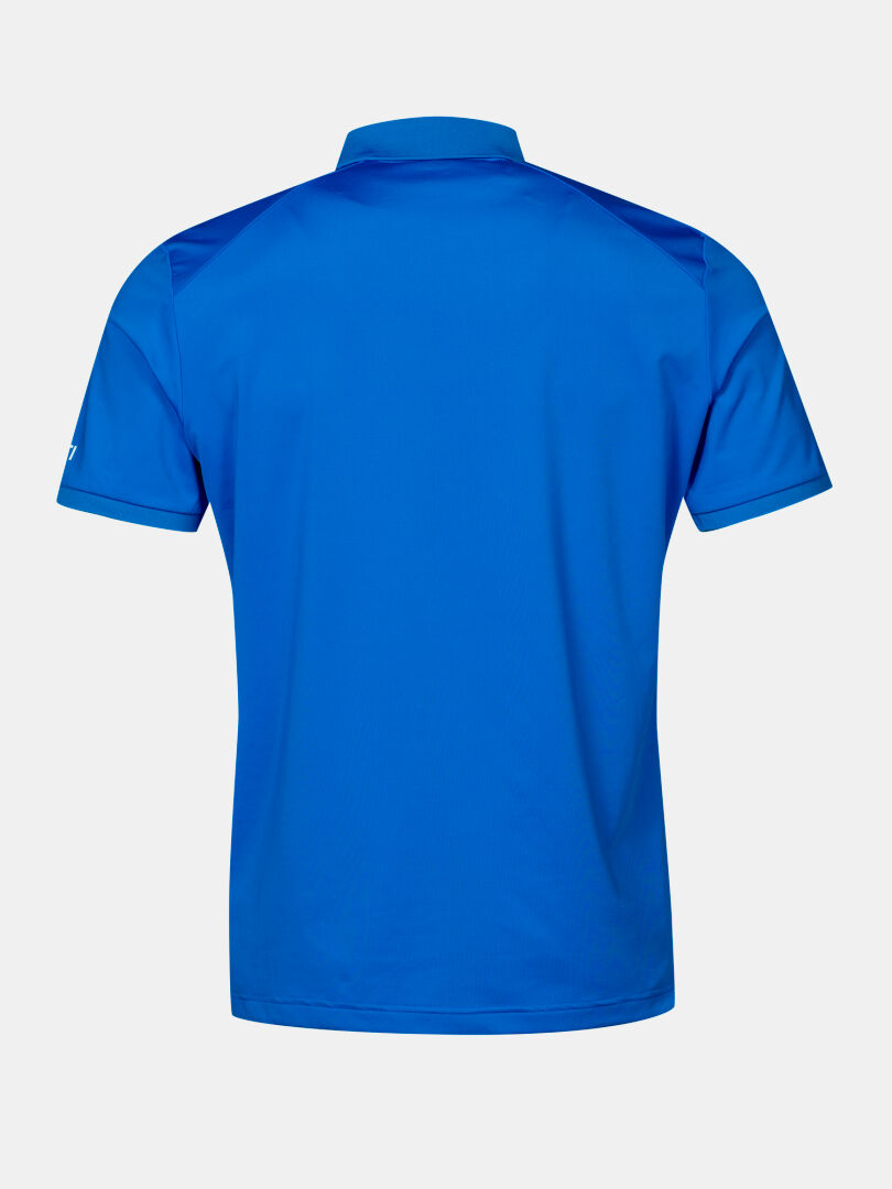 Das Halti Aridi Technisches Poloshirt Herren in blau, kurzärmelig, von hinten auf weißem Grund abgebildet.