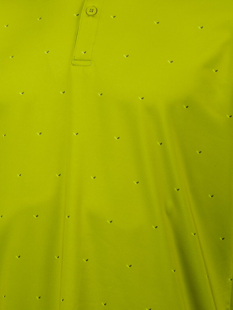 Eine Nahaufnahme des Halti Aridi Technisches Poloshirt Herren in lindgrün mit perforierten Löchern und Teilknöpfen.
