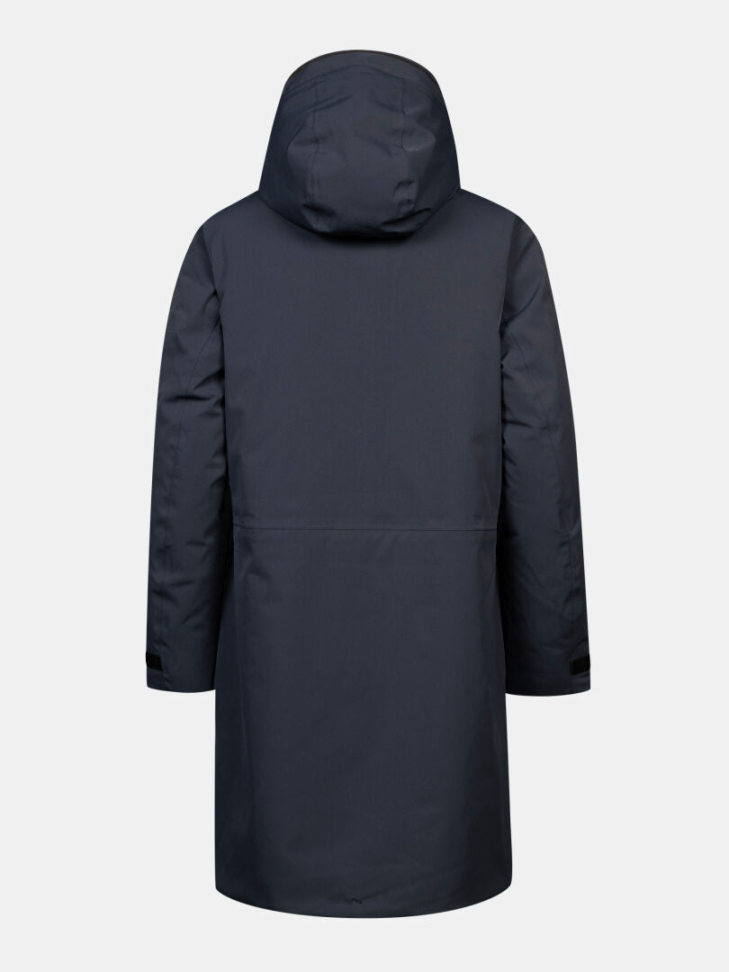 Halti Kallio DX Parka für Damen in Dunkelblau mit langen Ärmeln und Microtherm Arcty-Isolierung, von hinten gesehen.