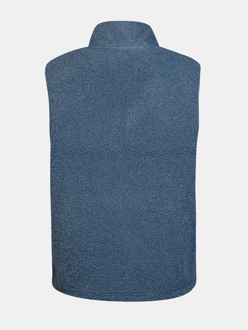 Halti Lykky Fleece-Weste Unisex, blau, im Shearling-Stil, aus recyceltem Polyester, mit hohem Kragen und nahtloser Rückseite.