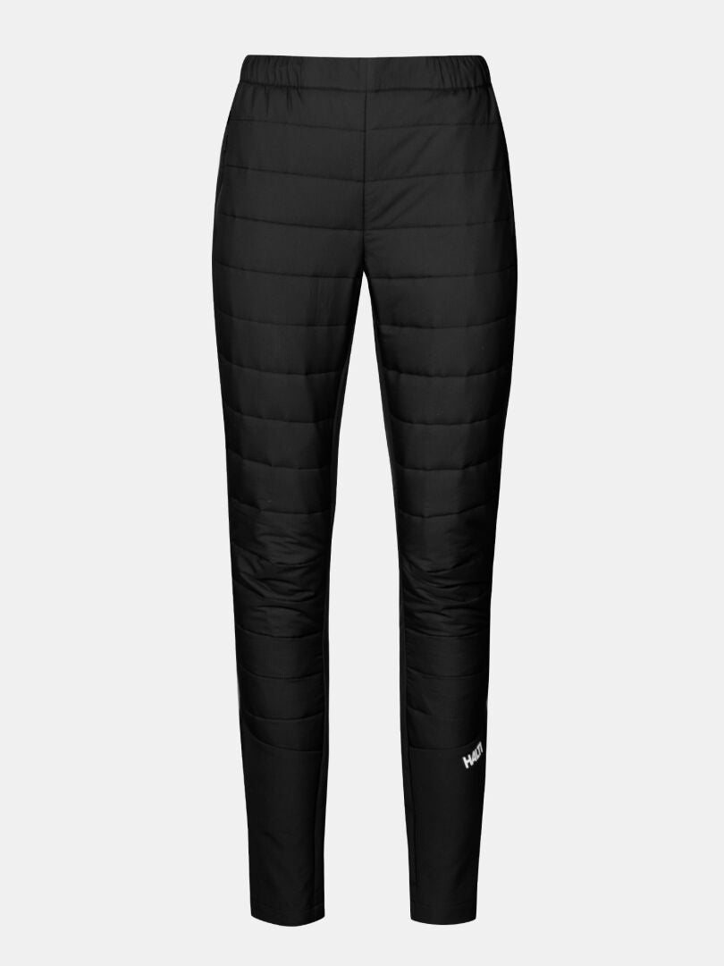 Halti Valimo Hybrid Insulation Hosen Damen: schwarze, gesteppte, wärmende Hose mit elastischem Bund und geradem Bein.