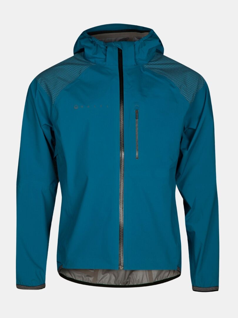 Halti Liike Herren 3L DrymaxX Sportjacke: blau, mit Kapuze, atmungsaktiv, Reißverschluss vorne, Brusttasche – ideal zum Radfahren oder Trainieren.