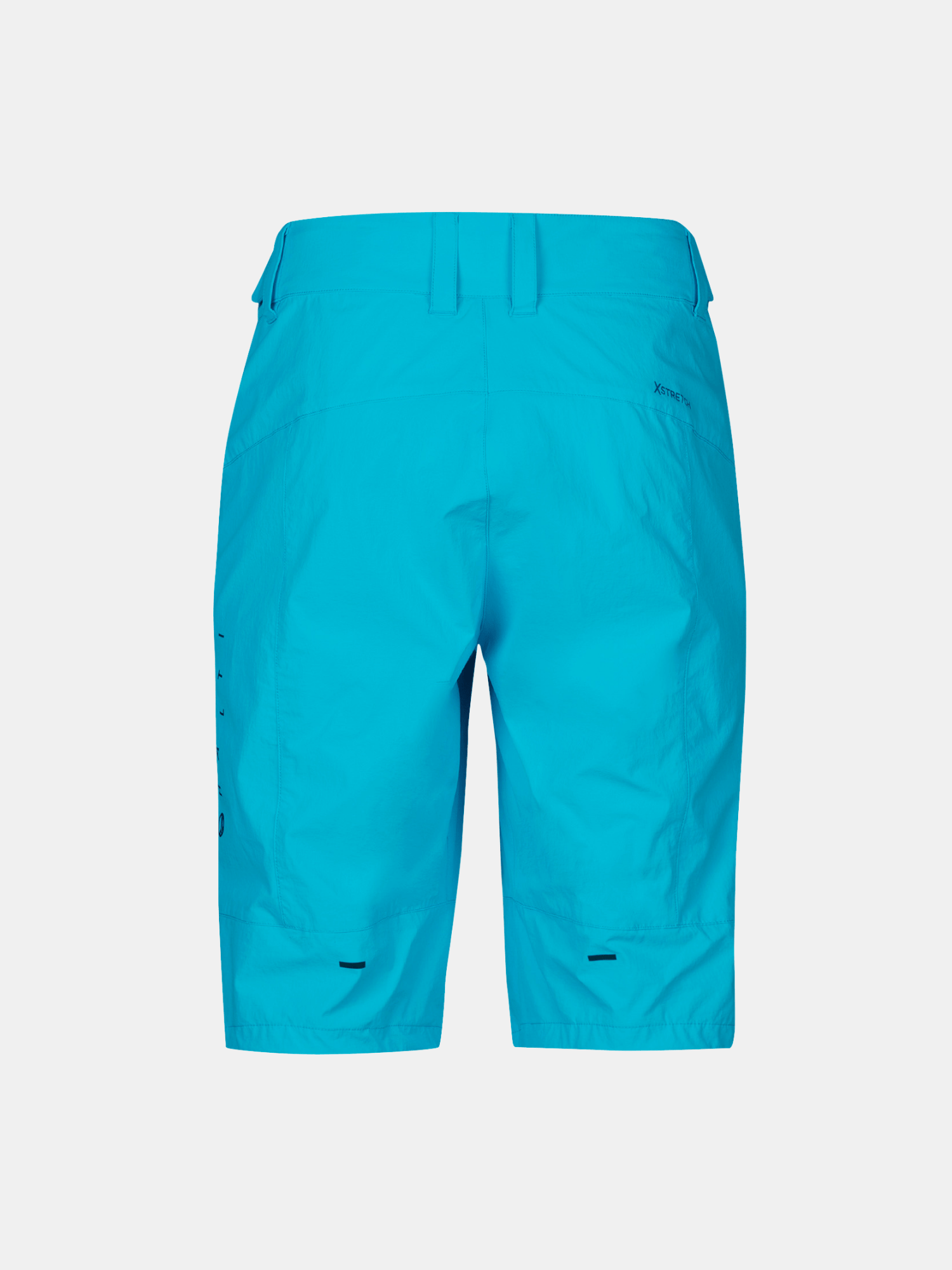 Halti Tracks Herren X-Stretch Shorts: leuchtend blau, knielang, Gürtelschlaufen, verstellbare Taille, minimale schwarze Saumdetails.