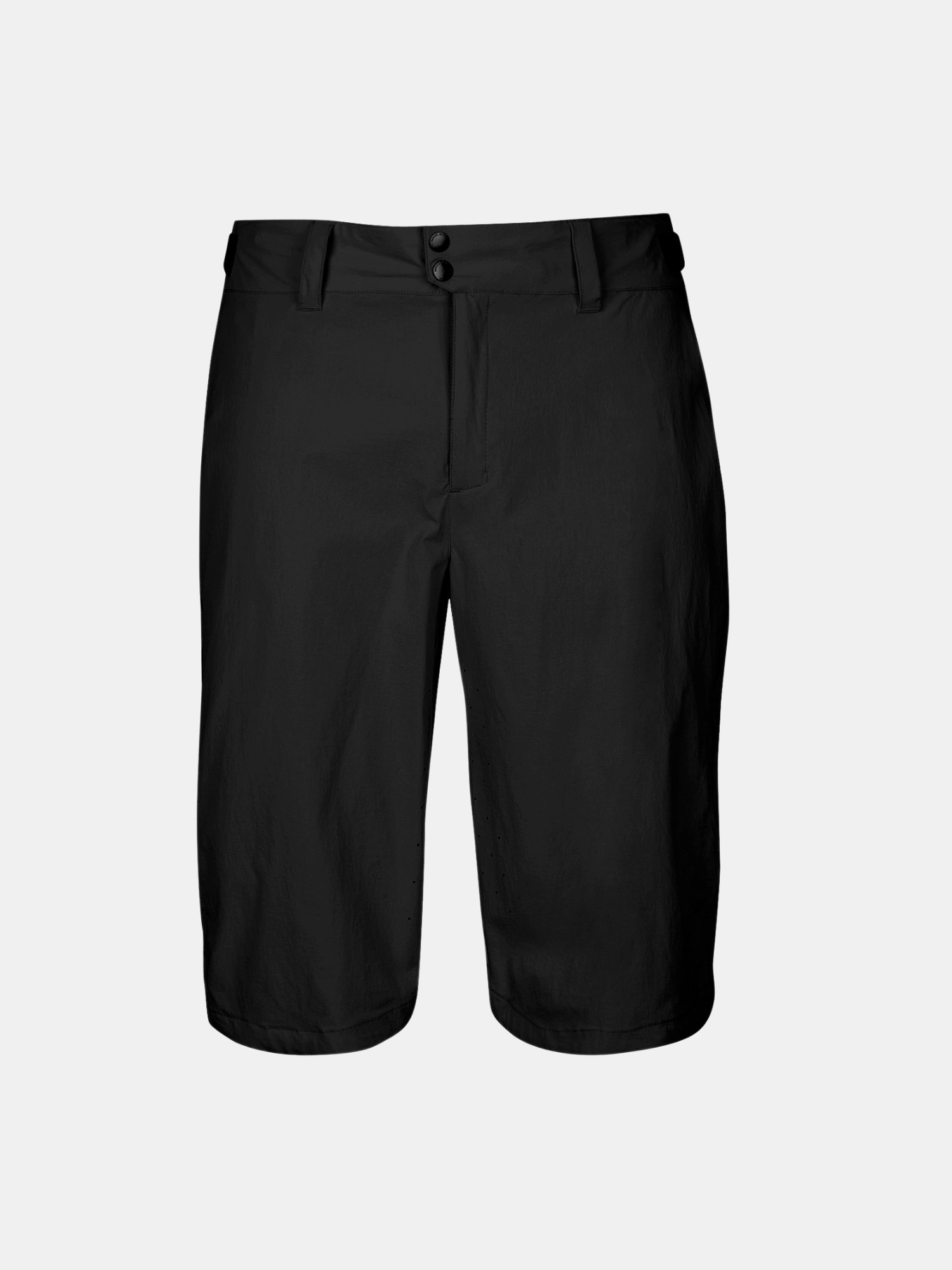 Halti Tracks Herren X-Stretch-Shorts: schwarz, knielang, Gürtelschlaufen, Doppelknopfbund und verstellbar für den Einsatz im Freien.