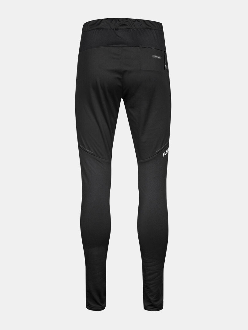Halti Framover Langlauftights Damen in schwarz, hier von hinten mit Reißverschlusstasche - ideal für das Wintertraining.