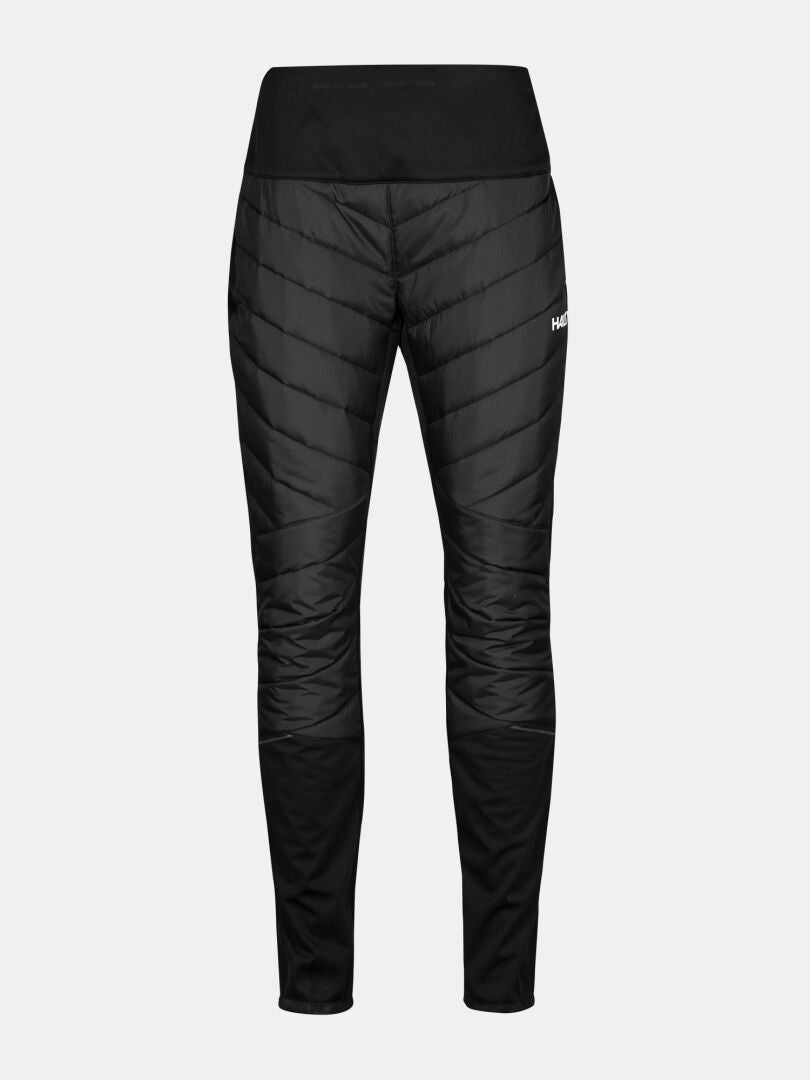 Halti Hanki 2 Hybrid Langlaufhose Damen Plus: schwarze isolierte Hose, gesteppt, elastischer Bund, Stormwall Softshell.