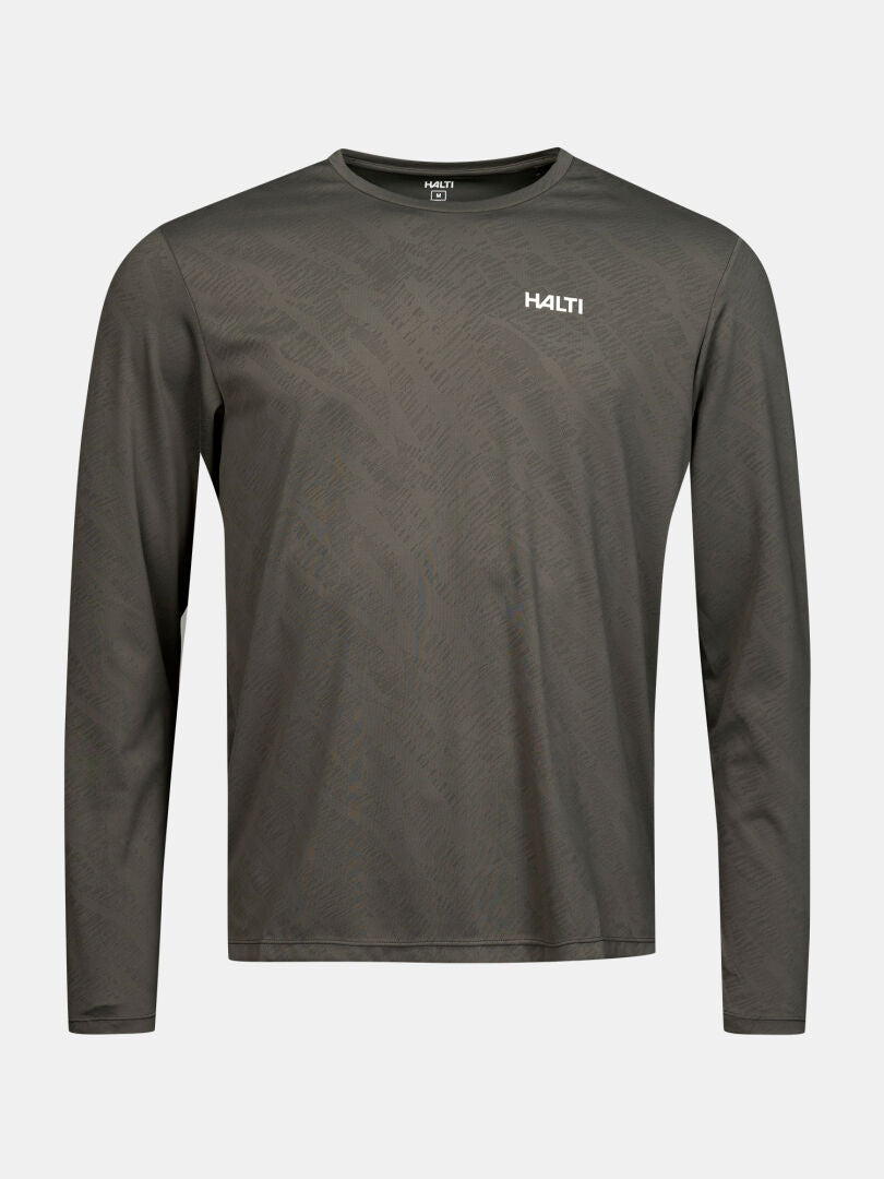 Oulanka Trainingsshirt Herren von Halti in Olivgrün, feuchtigkeitsregulierend, UPF 50+, dezentes Muster.