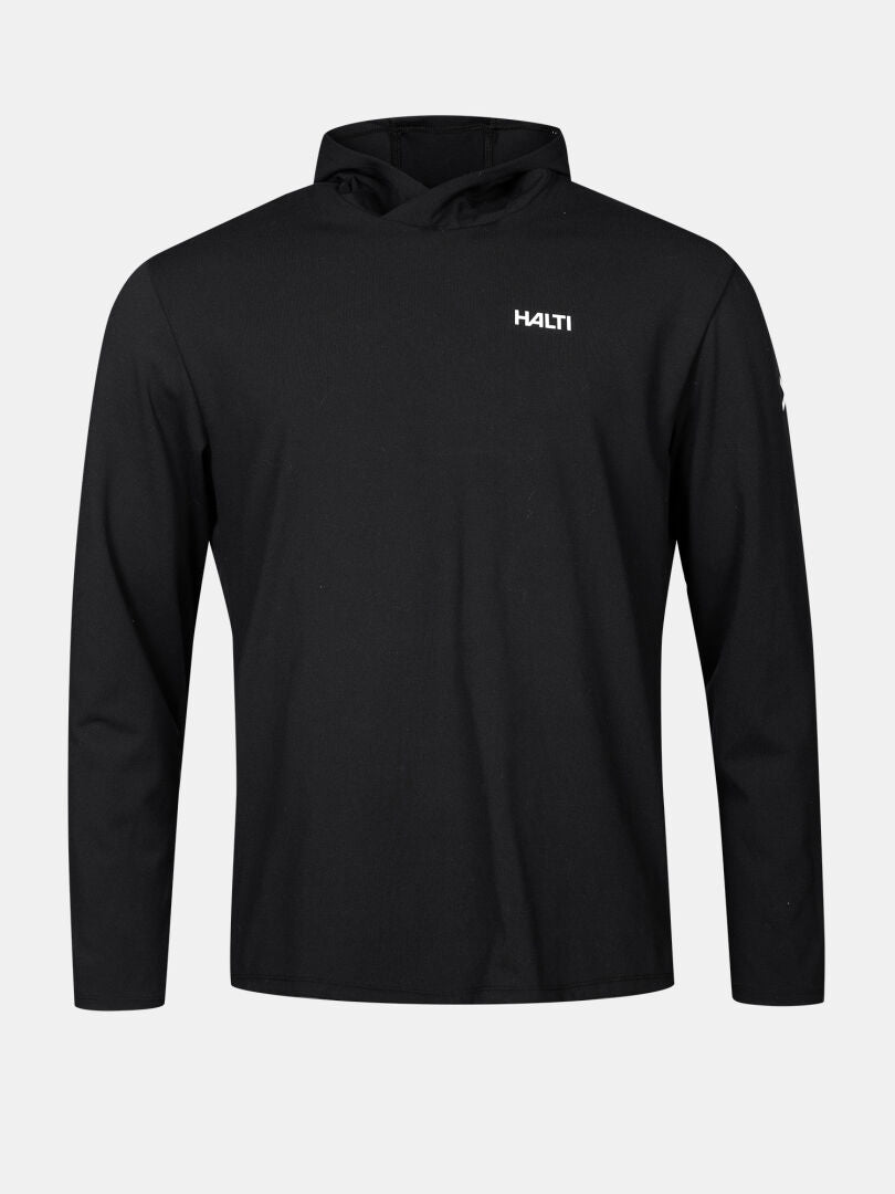 Halti Kaltio Trainingshoodie Herren, schwarz, langarm, UPF 50+ Sonnenschutz - ideal für Outdoor-Workouts.
